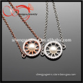 rose gold plated/platinum plated bracelet with wheel charm pendant